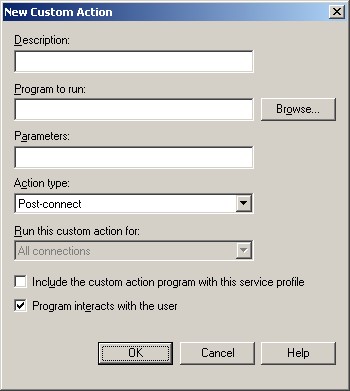 Figure 2: the New Custom Action dialog box