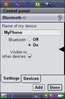Figure 1. Bluetooth option to be discoverable or not.