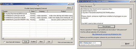 Инструменты обнаружения Keylogger'ов: Keylogger Killer и KL-Detector