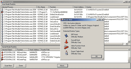 Vice. Поиск rootkit