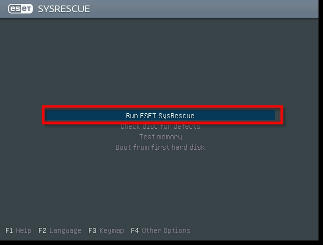 run eset sys rescue disk