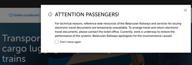 belarus railway site outage