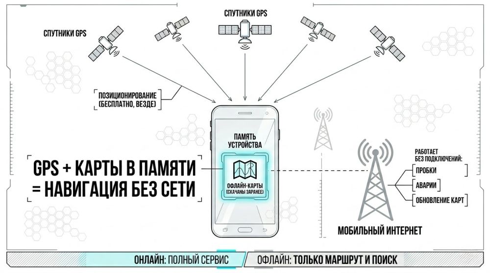 Как работает навигатор без интернета: GPS и офлайн-карты.
