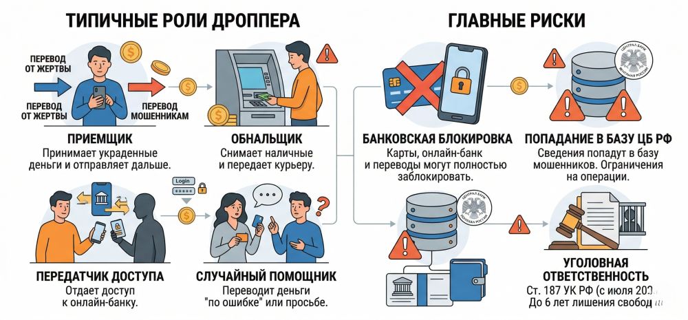 Типичные роли дроппера и последствия.