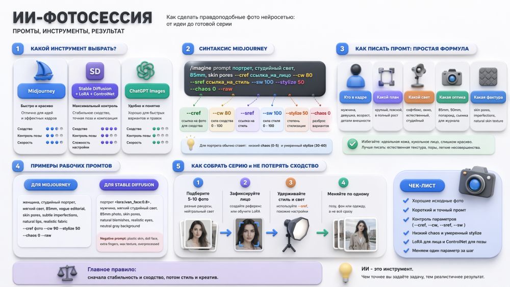 Подробная инструкция по созданию ИИ-фотосессии.