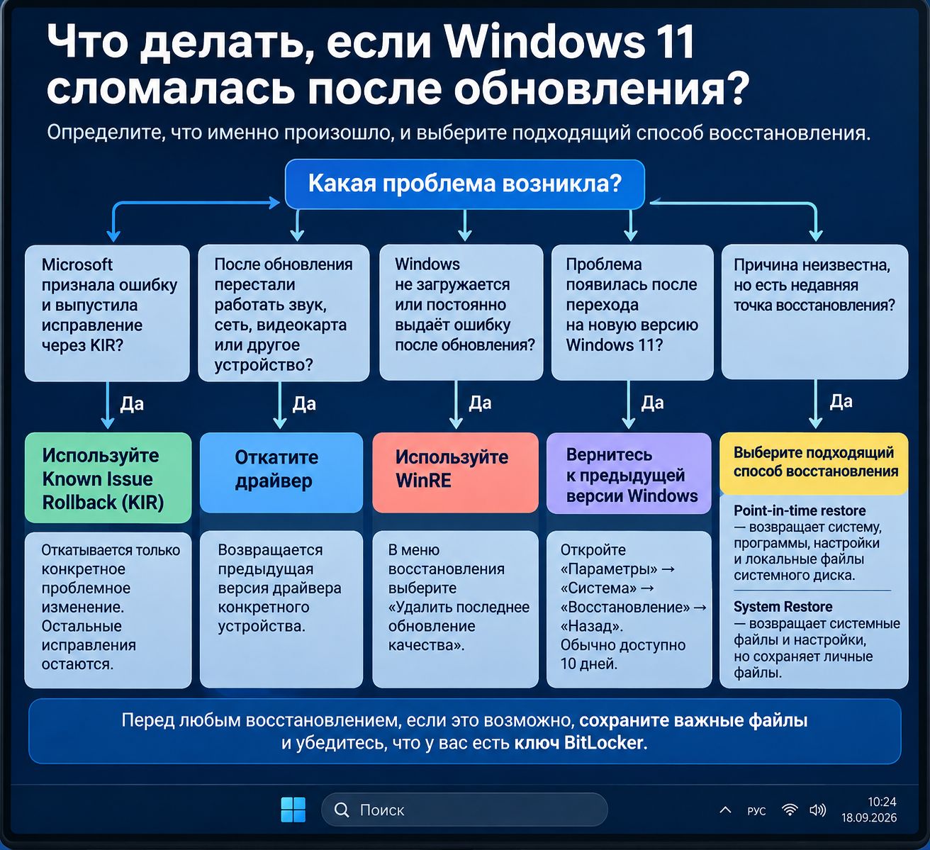 Восстановление Windows 11 после обновления