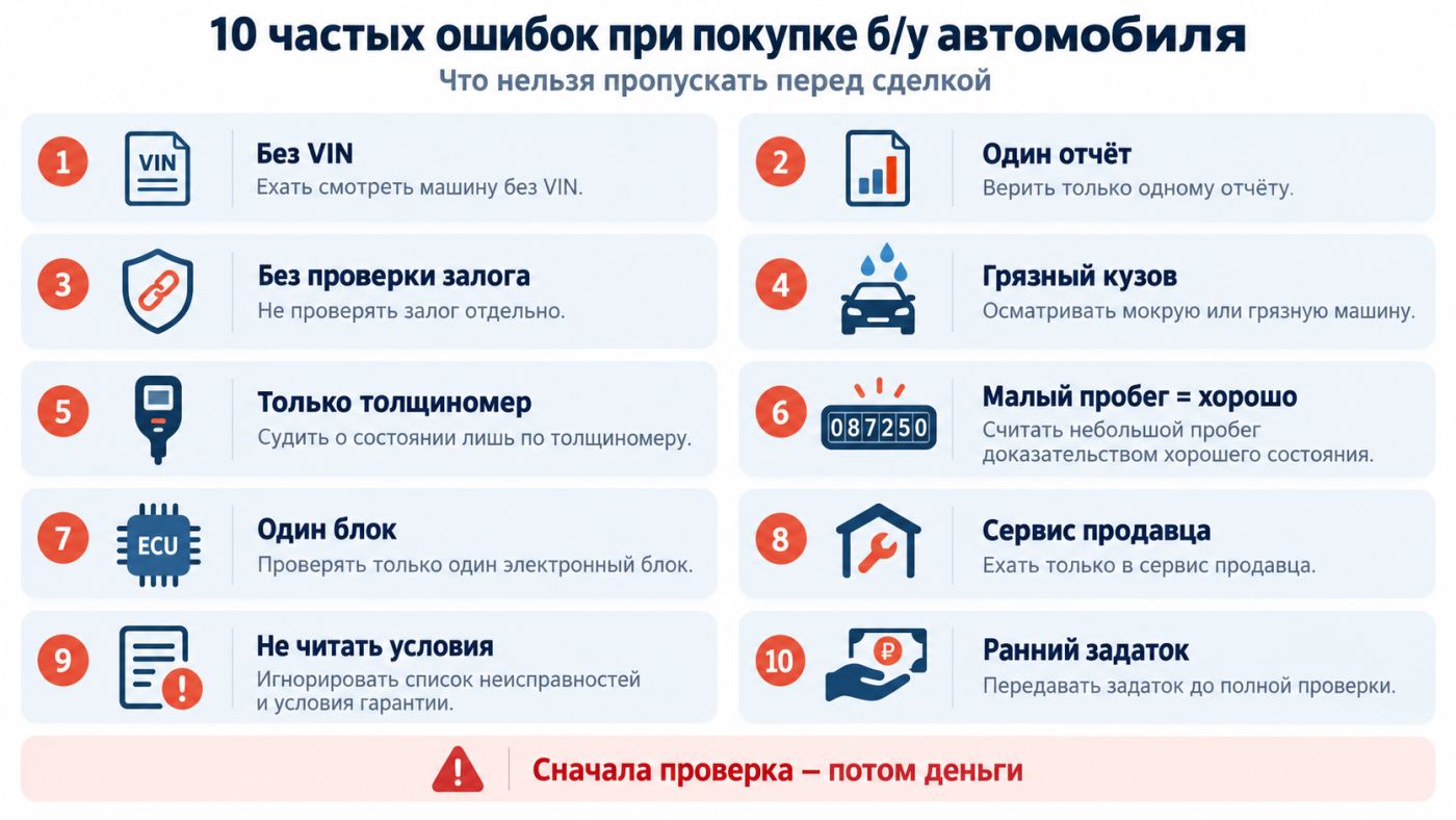 10 ошибок при покупке подержанного автомобиля