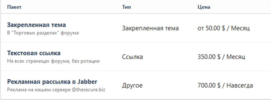 Реклама на теневом форуме 