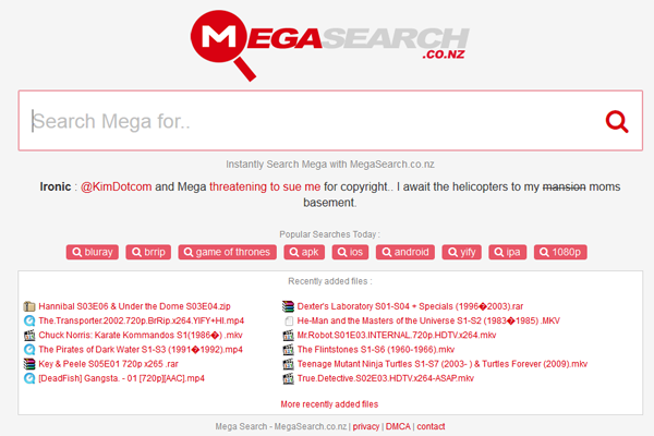 Как объяснил оператор MegaSearch, поисковой робот ищет на MEGA ссылки и наз...